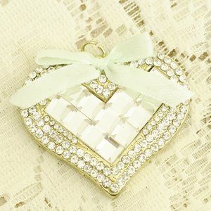 Betsey Johnson Cubic Zirconia Heart Bow Pendant
